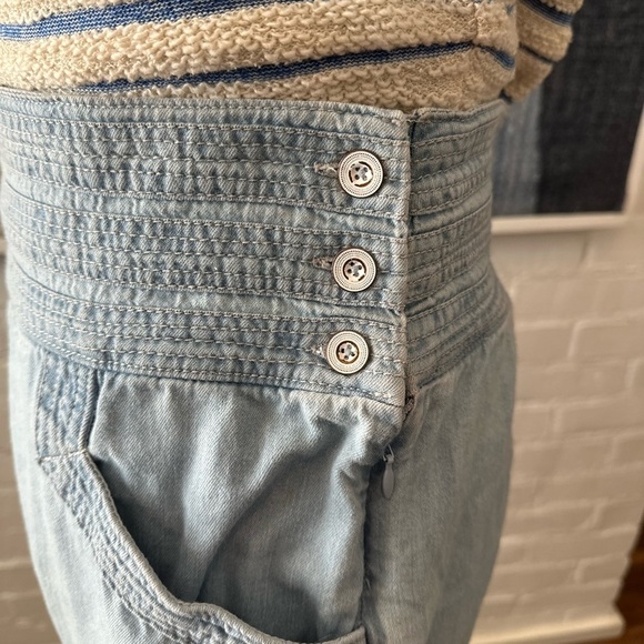 Anthropologie Blue Lightweight Chambray Shorts with Side Button Detail - Picture 7 of 12